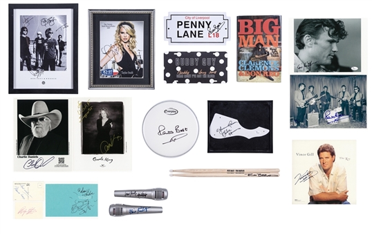 Incredible Musician Signed Memorabilia Collection of (18) Items Inc. Bon Jovi, Bruce Springsteen (2), Ringo Star, Taylor Swift & Charlie Daniels (JSA Auction LOA)